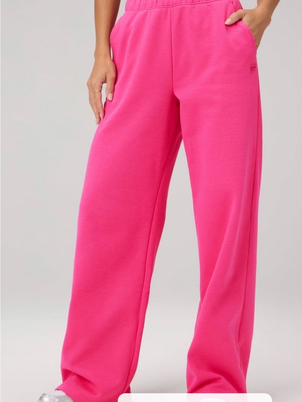 Fabletics Cozy Fleece Wide Leg Sweatpants - Pink Crush